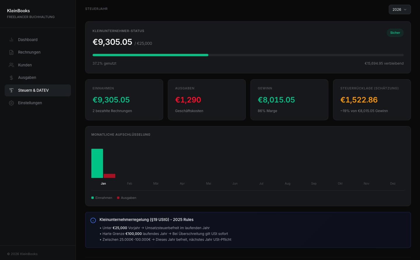 KleinBooks DATEV Export